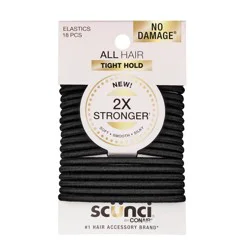 scunci scünci No Damage 2X Stronger Elastic Hair Ties - Black - All Hair - 4mm - 18pcs