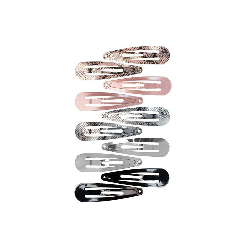 slide 2 of 7, scunci scünci Metal Snap Clips - Assorted Colors - All Hair - 10pcs, 10 ct