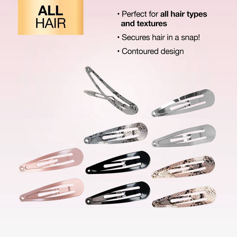 slide 5 of 7, scunci scünci Metal Snap Clips - Assorted Colors - All Hair - 10pcs, 10 ct