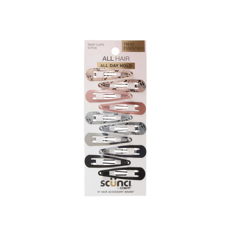 slide 1 of 7, scunci scünci Metal Snap Clips - Assorted Colors - All Hair - 10pcs, 10 ct