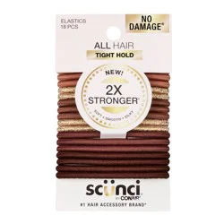 scunci scünci No Damage 2X Stronger Elastic Hair Ties - Browns/Gold - All Hair - 4mm - 18pcs