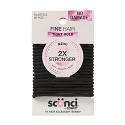 scunci scünci No Damage 2X Stronger Elastic Hair Ties - Black - Fine Hair - 3mm - 20pcs