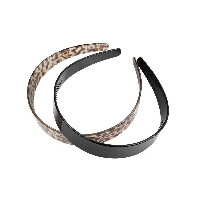 slide 2 of 7, scunci scünci Classic Headbands - Black/Tortoise - 1-inch - All Hair - 2pcs, 2 ct