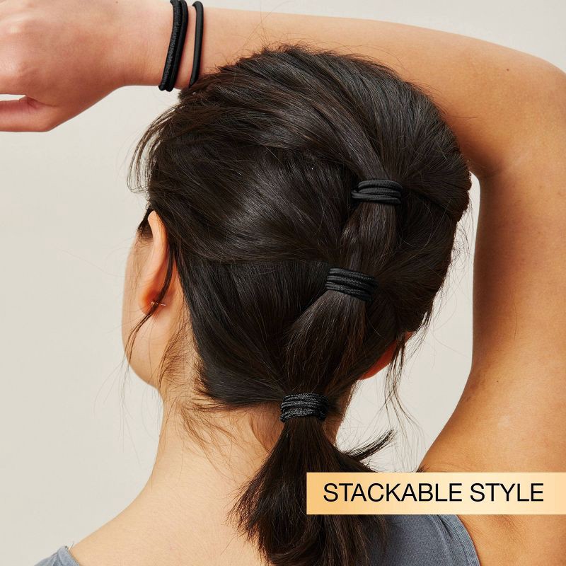 slide 7 of 8, scunci scünci No Damage 2X Stronger Elastic Hair Ties - Black - All Hair - 4mm - 32pcs, 32 ct