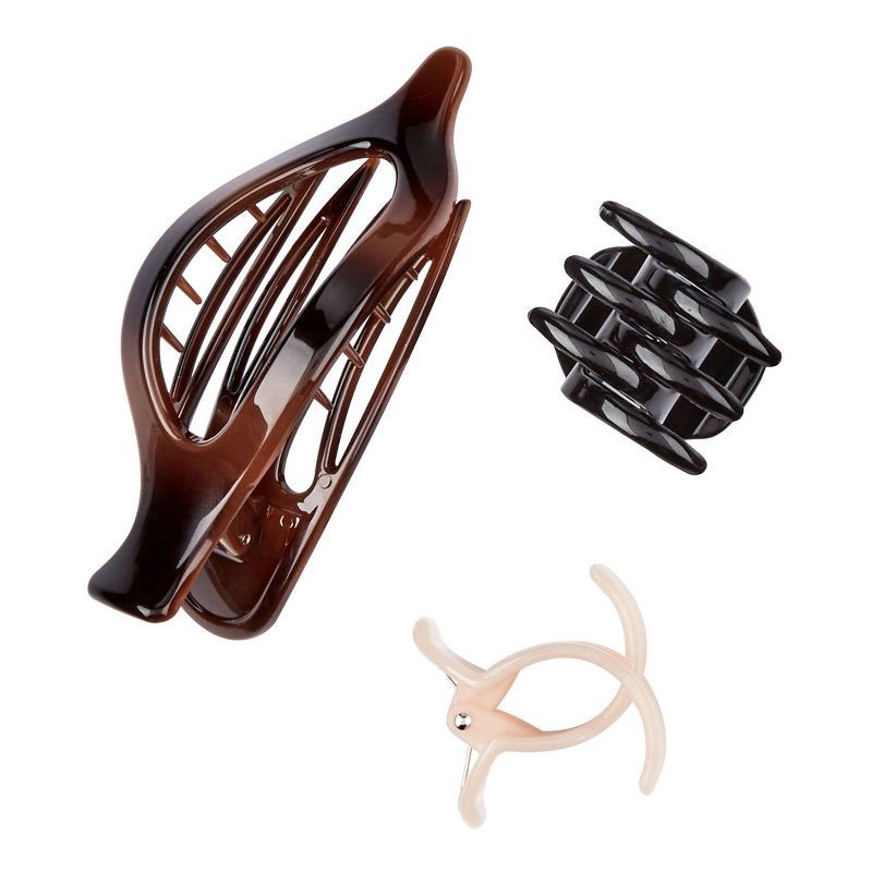 slide 2 of 7, scunci scünci The Unbreakable Collection Flat & Chunky Claw Clips - All Hair - 3pcs, 3 ct