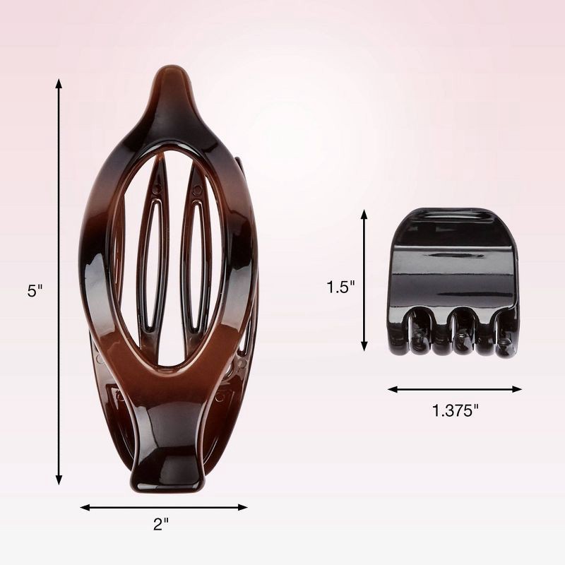 slide 4 of 7, scunci scünci The Unbreakable Collection Flat & Chunky Claw Clips - All Hair - 3pcs, 3 ct