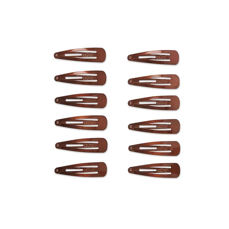 slide 2 of 7, scunci scünci Metal Snap Clips - Brown - All Hair - 12pcs, 12 ct