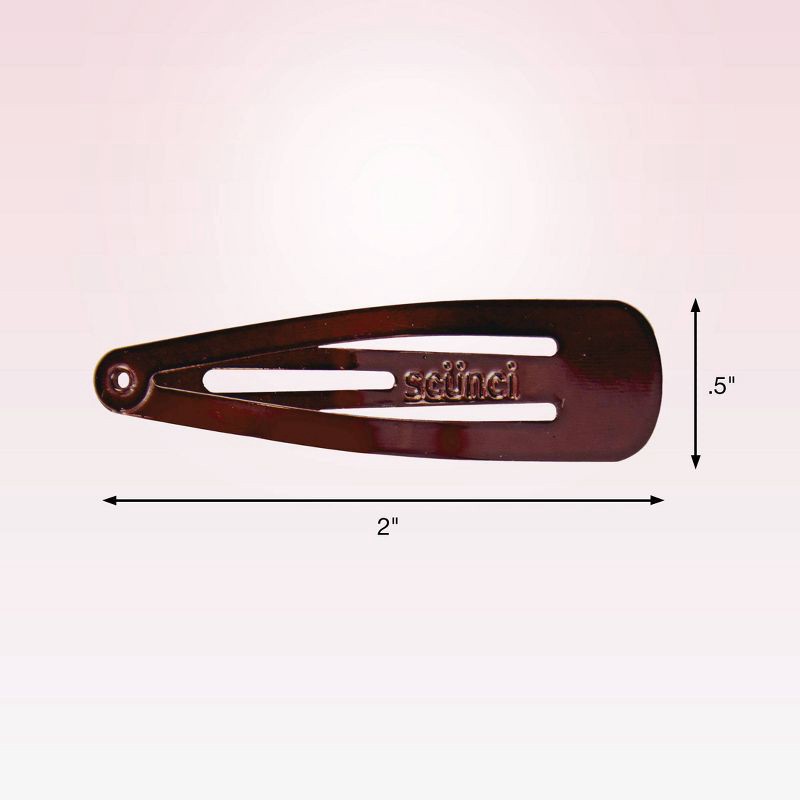 slide 4 of 7, scunci scünci Metal Snap Clips - Brown - All Hair - 12pcs, 12 ct