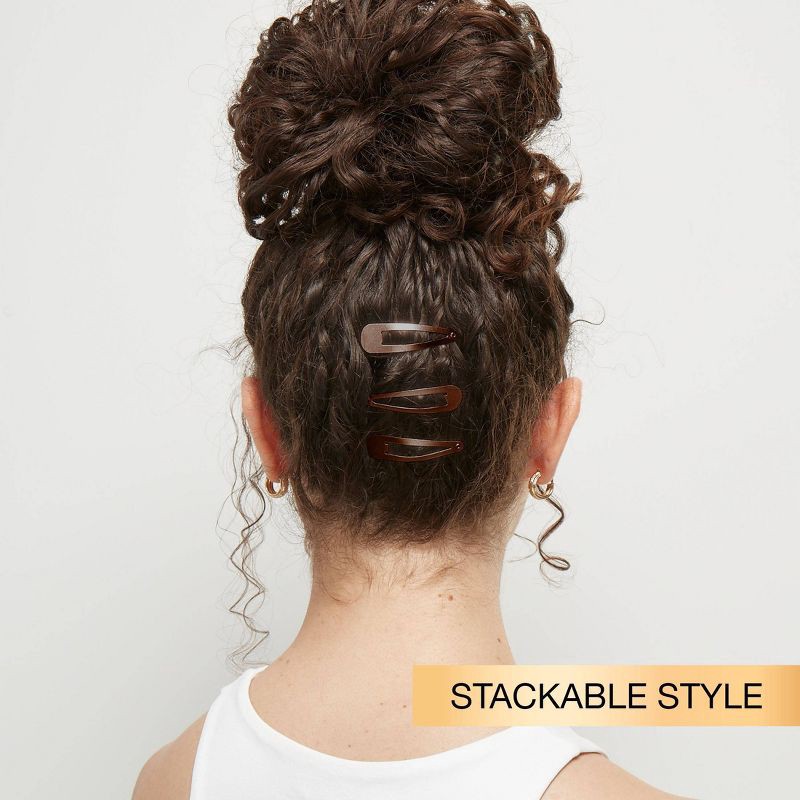 slide 6 of 7, scunci scünci Metal Snap Clips - Brown - All Hair - 12pcs, 12 ct