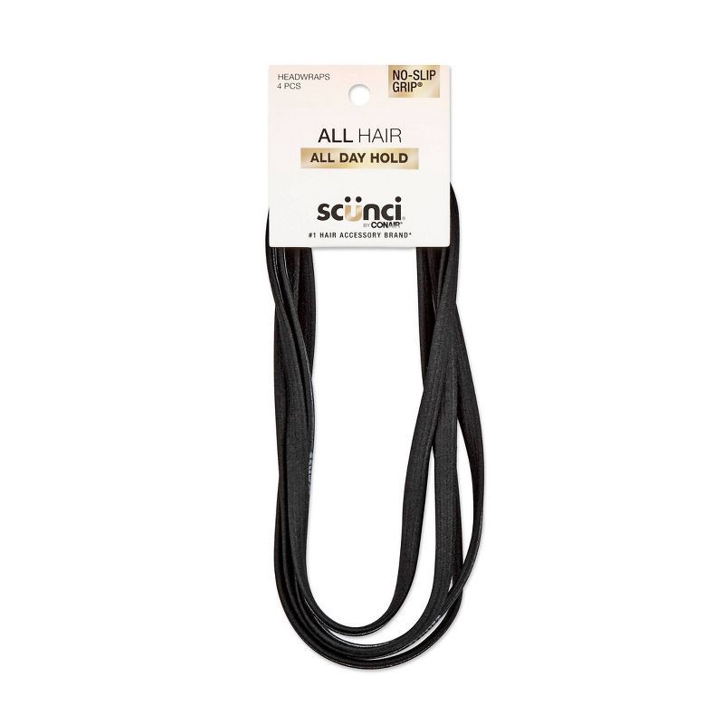 slide 1 of 7, scunci scünci No-Slip Grip Headbands - Black - All Hair - 4pcs, 4 ct
