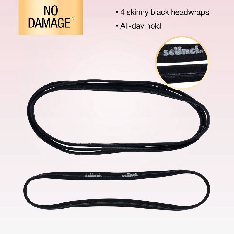 slide 5 of 7, scunci scünci No-Slip Grip Headbands - Black - All Hair - 4pcs, 4 ct
