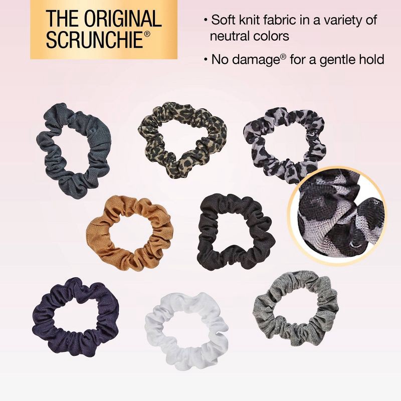 slide 5 of 7, scunci scünci Classic Comfort Mini Scrunchies - Neutrals - All Hair - 8pcs, 8 ct