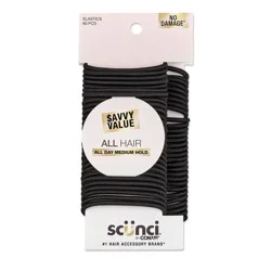 scunci scünci No Damage Elastic Hair Ties - Black - All Hair - 4mm - 60pcs