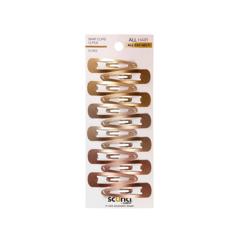 slide 1 of 7, scunci scünci Metal Snap Clips - Blonde - All Hair - 12pcs, 12 ct