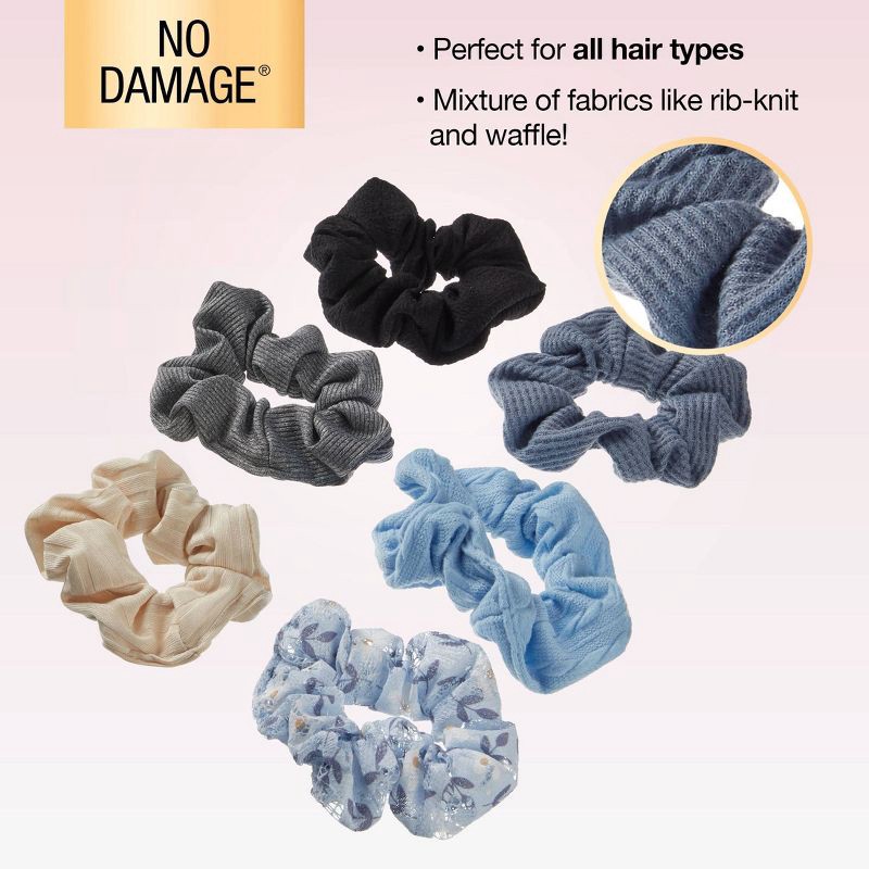 slide 5 of 7, scunci scünci Mixed Fabric Scrunchies - Neutrals - All Hair - 6pcs, 6 ct