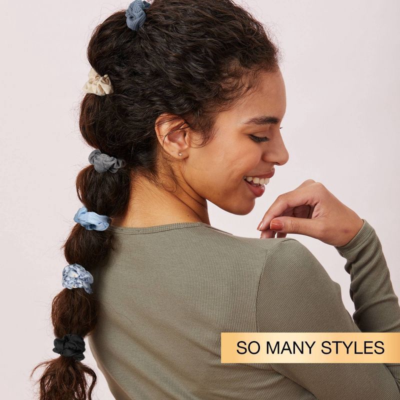 slide 6 of 7, scunci scünci Mixed Fabric Scrunchies - Neutrals - All Hair - 6pcs, 6 ct
