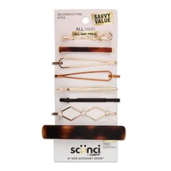 scunci scünci Fashion Pins & Barrettes - Assorted Sizes & Styles - All Hair - 8pcs: Hair Styling, Acrylic Material