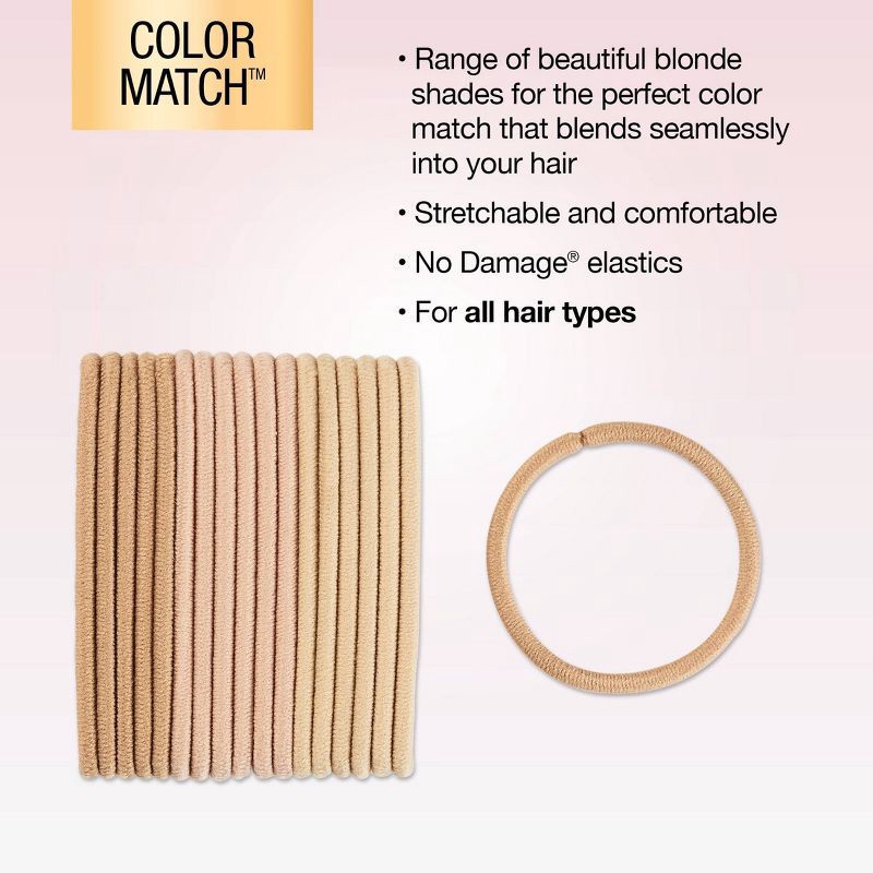 slide 5 of 8, scunci scünci No Damage Elastic Hair Ties - Blonde - All Hair - 4mm - 18pcs, 18 ct