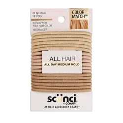 scunci scünci No Damage Elastic Hair Ties - Blonde - All Hair - 4mm - 18pcs