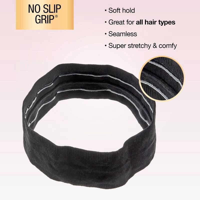slide 5 of 7, scunci scünci No-Slip Grip Nylon Hosiery Headband - Black - All Hair, 1 ct