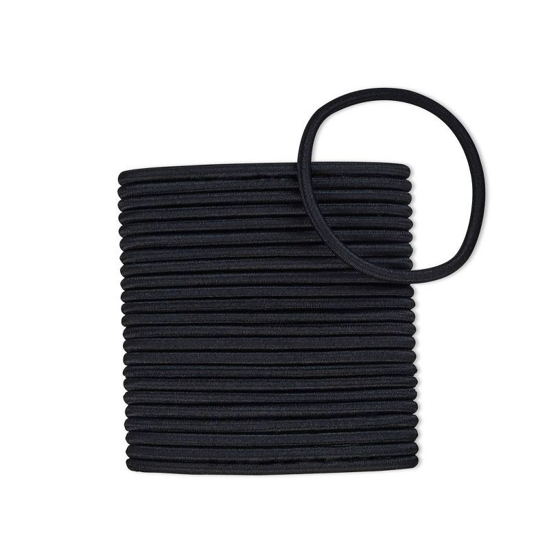 slide 2 of 8, scunci scünci No Damage Elastic Hair Ties - Black - Thick Hair - 5mm - 24pcs, 24 ct