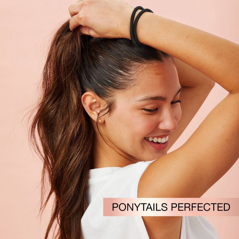 slide 6 of 8, scunci scünci No Damage Elastic Hair Ties - Black - Thick Hair - 5mm - 24pcs, 24 ct