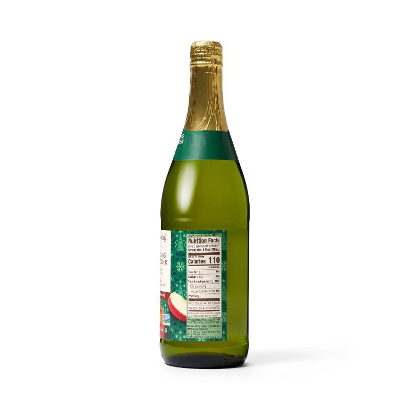 slide 2 of 4, Sparkling Apple Cider 100% Juice - 25.4 fl oz Glass Bottle Favorite Day™, 25.4 fl oz