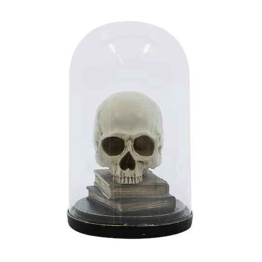 slide 1 of 4, 9.5" Skull On Books Cloche Tabletop Decor By Ashland, 9.5 in