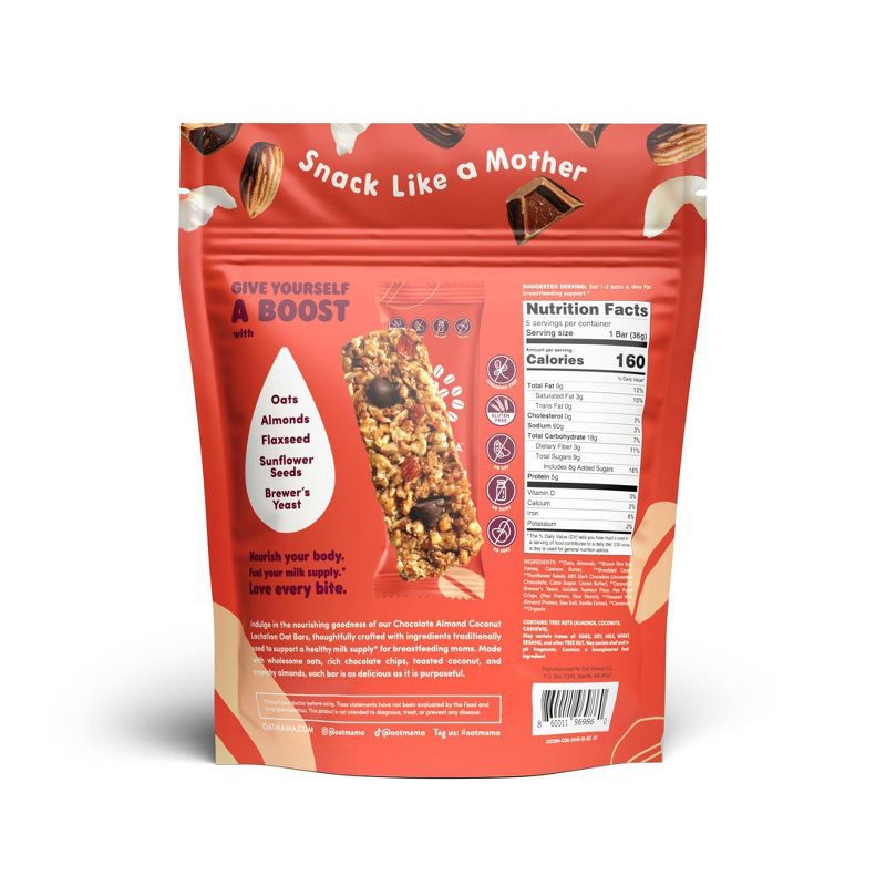 slide 8 of 8, Oat Mama Lactation Bars - Chocolate Almond Coconut - 6.35oz/5ct, 5 ct; 6.35 oz