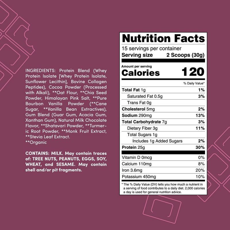 slide 5 of 8, Oat Mama Power Protein Powder - Chocolate - Whey Protein Isolate - 3.6oz, 3.6 oz