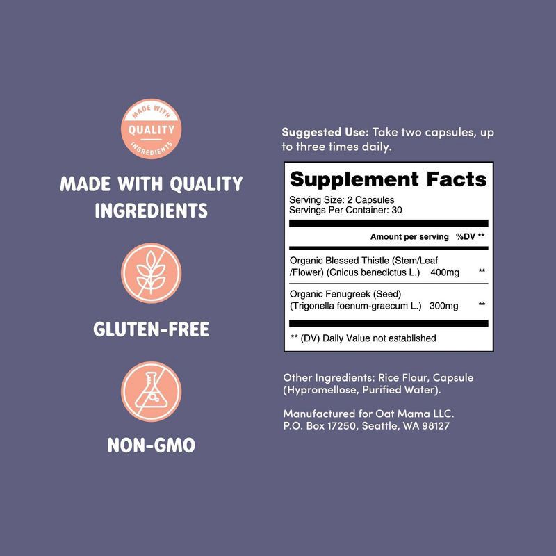 slide 3 of 7, Oat Mama Slay Mama Lactation Supplements - 60ct, 60 ct