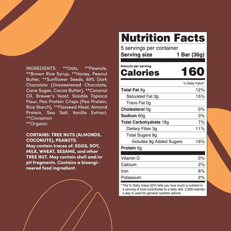 slide 6 of 8, Oat Mama Lactation Bars - Peanut Butter Chocolate Chips - 6.35oz/5ct, 5 ct; 6.35 oz