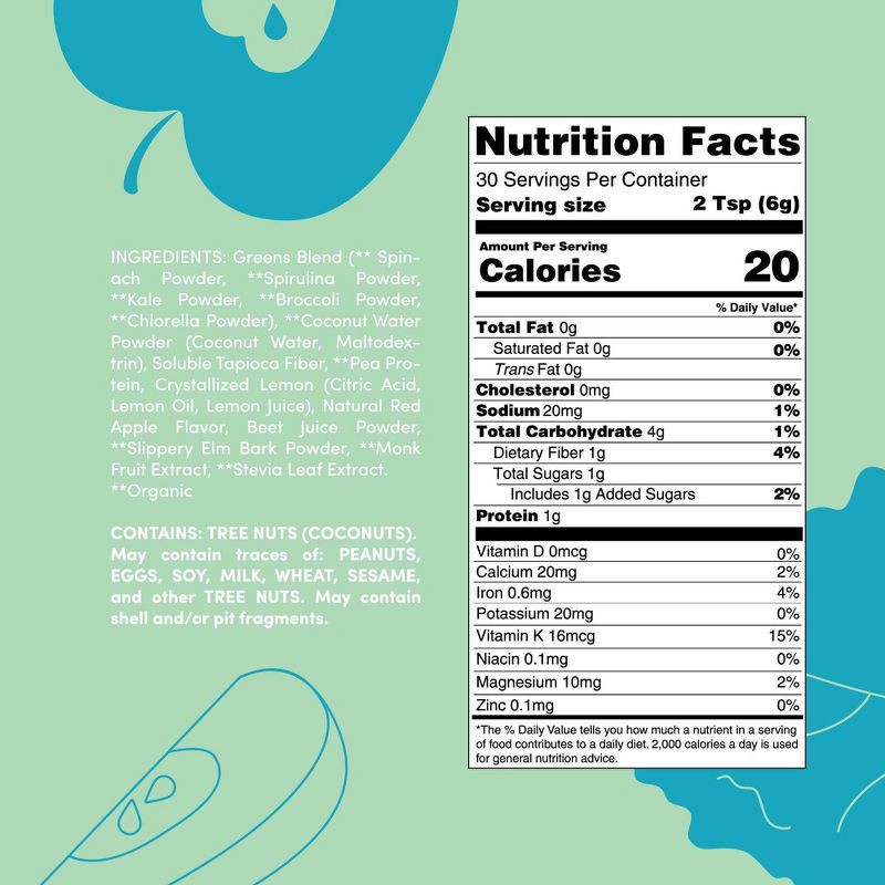 slide 3 of 8, Oat Mama Greens Superfoods Booster Scoopable Jar - 6.35oz - Fuji Apple, 30 ct