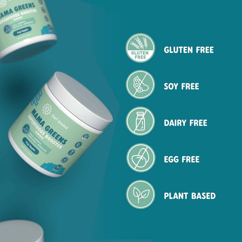 slide 4 of 8, Oat Mama Greens Superfoods Booster Scoopable Jar - 6.35oz - Fuji Apple, 30 ct