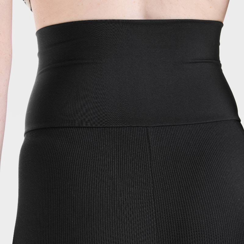 slide 5 of 5, Over Belly High-Rise Seamless Ribbed Maternity Bike Shorts - Isabel Maternity by Ingrid & Isabel™ Black L: Lightweight Fit, 6" Inseam, 1 ct