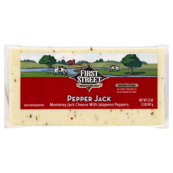 slide 1 of 1, First Street Pepper Jack Cheese, 2 lb