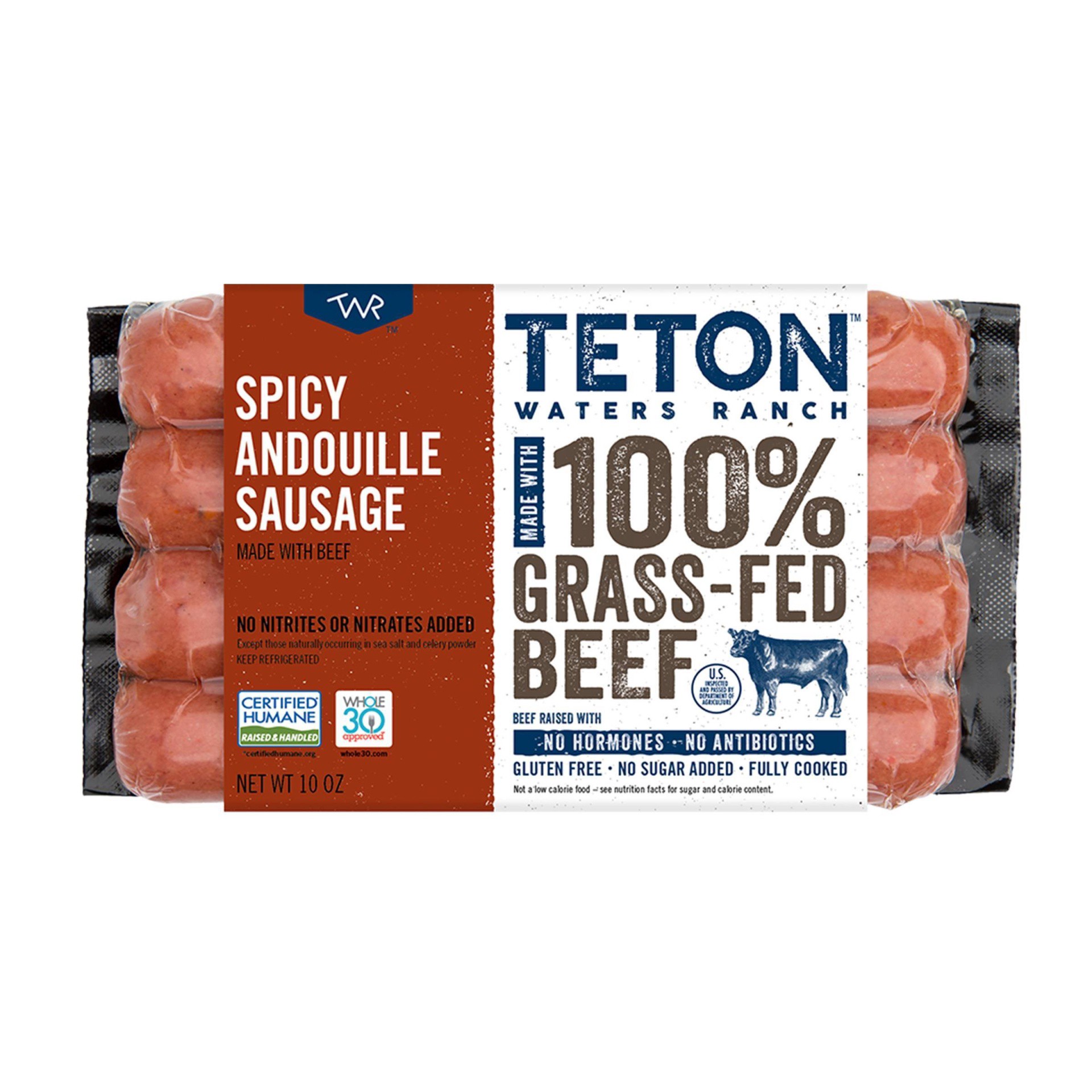 slide 1 of 3, Teton Waters Ranch Sausage Andouille Grass-Fed Abf Conventional, 10 oz