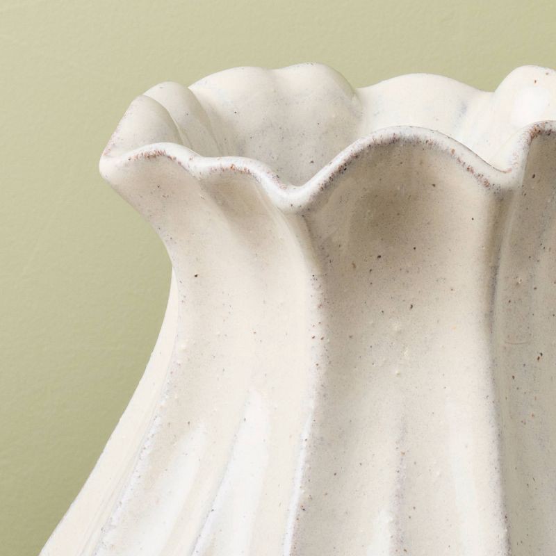 slide 4 of 4, Hearth & Hand with Magnolia 9" Pleated Ceramic Vase Sour Cream - Hearth & Hand™ with Magnolia, 1 ct