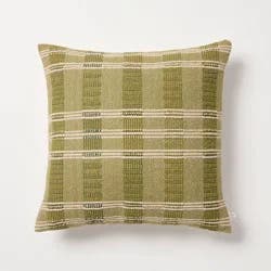 Hearth & Hand with Magnolia 18"x18" Stripe Square Toss Pillow Green/Tan - Hearth & Hand™ with Magnolia