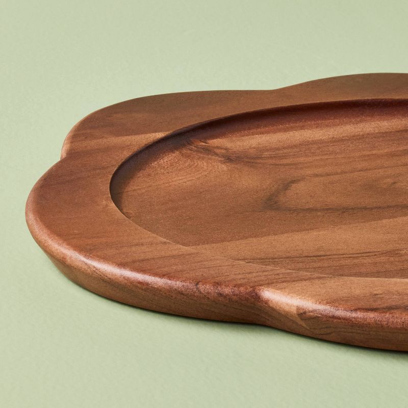 slide 3 of 4, Hearth & Hand with Magnolia 12" Small Wood Scallop Oval Tray - Hearth & Hand™ with Magnolia, 1 ct