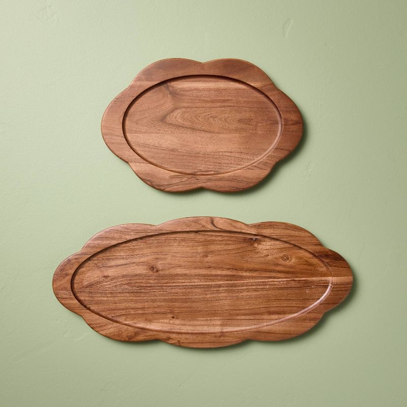 slide 4 of 4, Hearth & Hand with Magnolia 12" Small Wood Scallop Oval Tray - Hearth & Hand™ with Magnolia, 1 ct