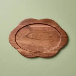 Hearth & Hand with Magnolia 12" Small Wood Scallop Oval Tray - Hearth & Hand™ with Magnolia
