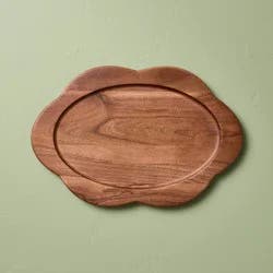 Hearth & Hand with Magnolia 12" Small Wood Scallop Oval Tray - Hearth & Hand™ with Magnolia
