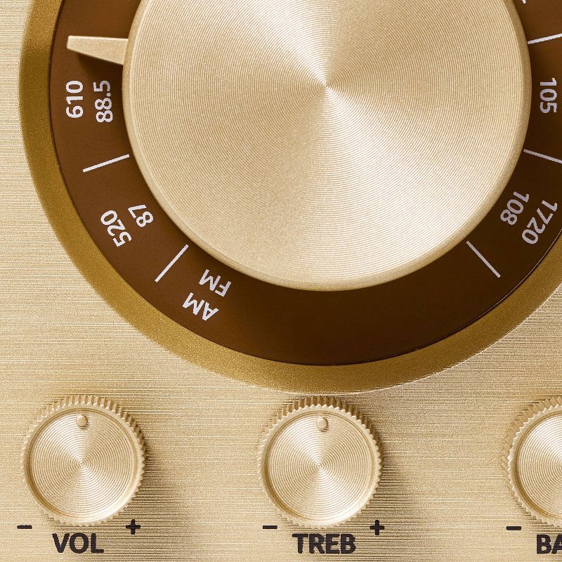 slide 4 of 5, Hearth & Hand with Magnolia Small Wood Finish with Brass Retro Radio - Hearth & Hand™ with Magnolia, 1 ct