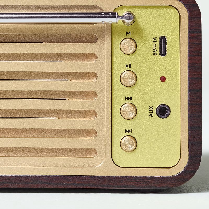 slide 5 of 5, Hearth & Hand with Magnolia Small Wood Finish with Brass Retro Radio - Hearth & Hand™ with Magnolia, 1 ct