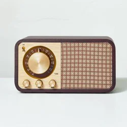 Hearth & Hand with Magnolia Small Wood Finish with Brass Retro Radio - Hearth & Hand™ with Magnolia