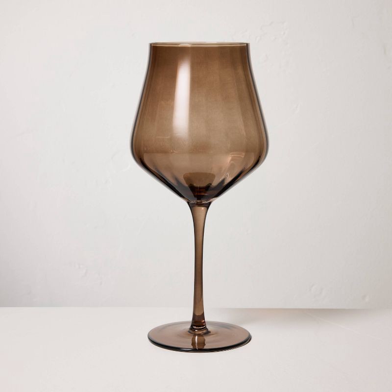 slide 1 of 4, Hearth & Hand with Magnolia 20oz Wine Glass Brown - Hearth & Hand™ with Magnolia, 20 oz