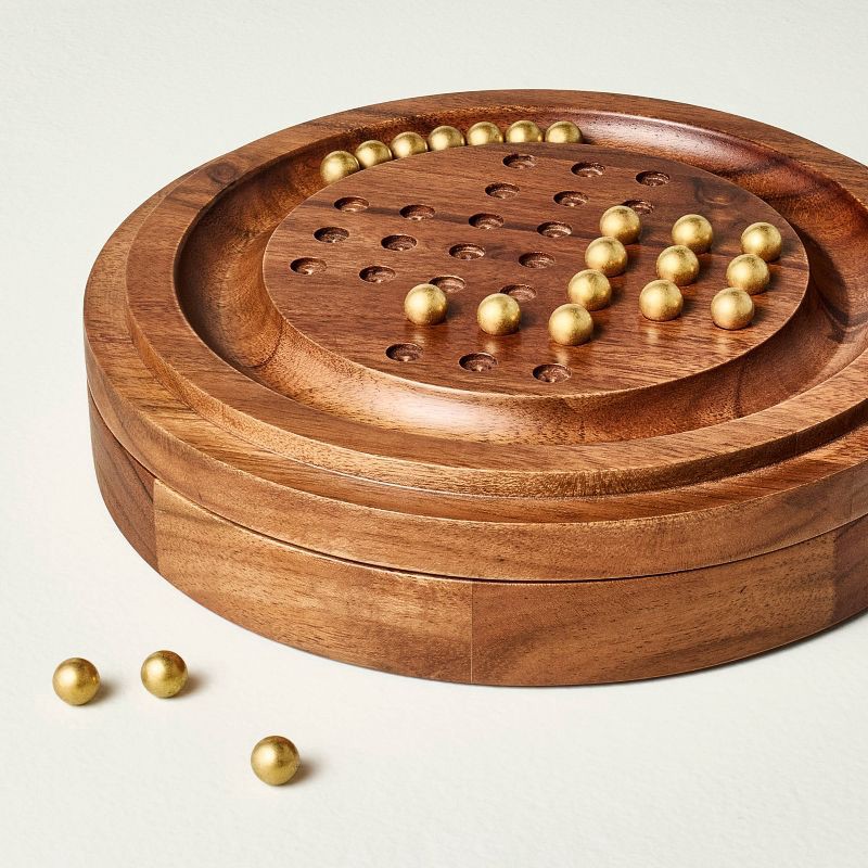 slide 4 of 4, Hearth & Hand with Magnolia Wood and Brass Marble Solitaire - Hearth & Hand™ with Magnolia, 1 ct