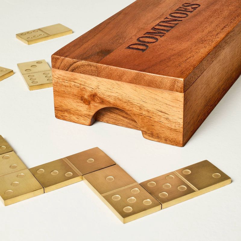 slide 4 of 4, Hearth & Hand with Magnolia Wood and Brass Dominoes - Hearth & Hand™ with Magnolia, 1 ct