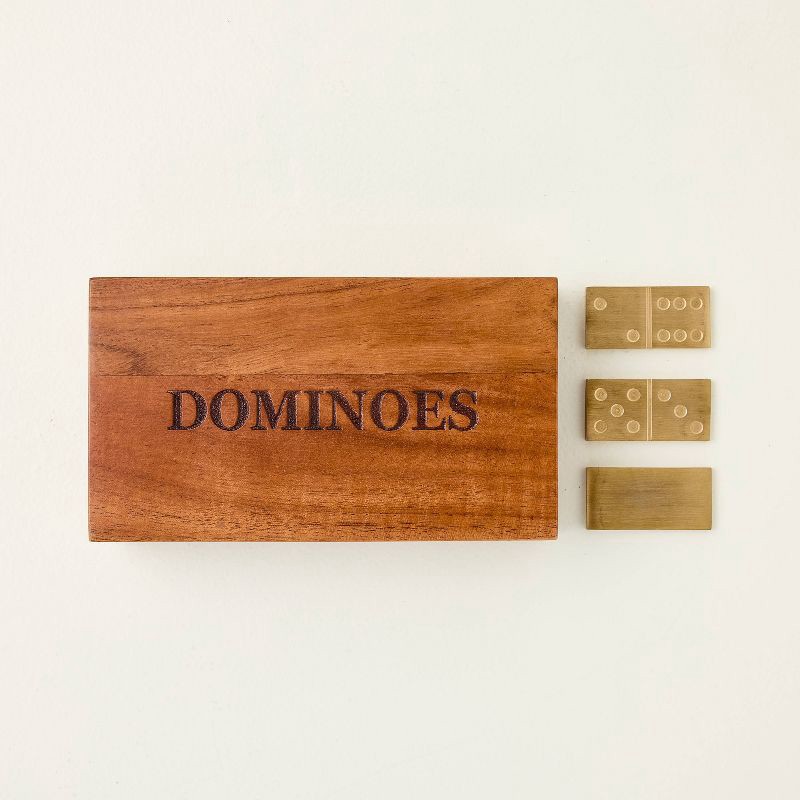 slide 1 of 4, Hearth & Hand with Magnolia Wood and Brass Dominoes - Hearth & Hand™ with Magnolia, 1 ct